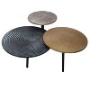 The Urban Port 37" 3 Tier Coffee Table Handcrafted In Black Antiqued Brass and Silver Finish Black/Brass - 3 of 4