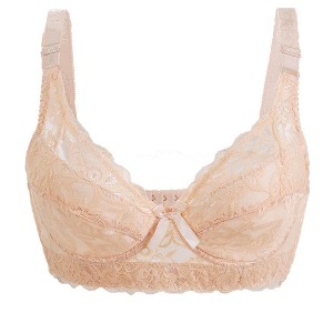 Allegra K Women Full Cup Breathable Comfort Floral Lace Non-Padded Underwired Bra - 1 of 4