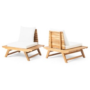 Christopher Knight Home Sedona Outdoor Acacia Wood Club Chairs with Cushions (Set of 2) - 1 of 4
