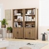 Jojoka 5-Tier 70" Tall Farmhouse Bookshelf with Doors, Adjustable Shelf and Stable Legs – Walnut Storage Cabinet for Living Room, Bedroom - 3 of 4