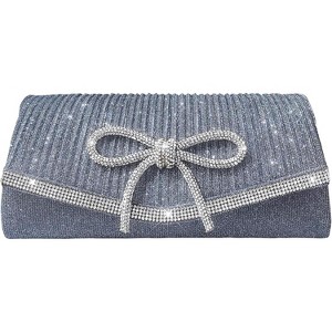 Bow Evening Bag Sparkly Clutch Purses for Women Wedding Glitter Rhinestone Party Prom Purse - 1 of 4