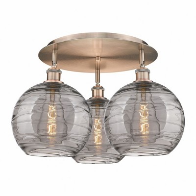 Athens Deco Swirl - 3 Light Flush Mount In Industrial Style-12.63 Inches Tall and 21.75 Inches Wide