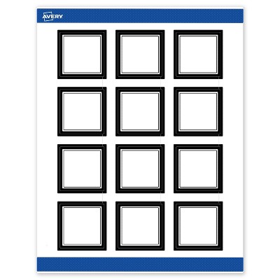 Avery Printable Square Labels, Double Black Border, 2" x 2", Matte White Square Labels, Permanent, Laser/Inkjet, 120ct, Great for Product Labels