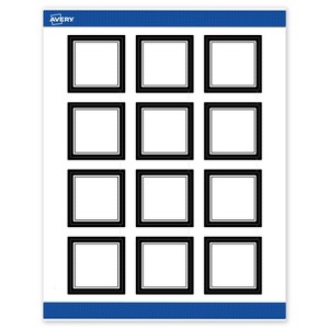 Avery Printable Square Labels, Double Black Border, 2" x 2", Matte White Square Labels, Permanent, Laser/Inkjet, 120ct, Great for Product Labels - 1 of 4