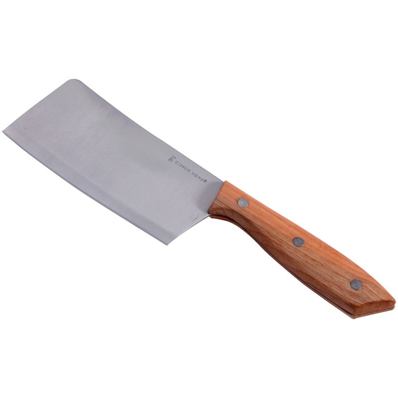 Gibson Home 6" Seward Stainless Steel Cleaver with Wooden Handle, 2 of 6