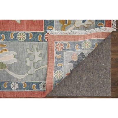 Karina Hand-Knotted Wool Floral Rug in Red and Gray
