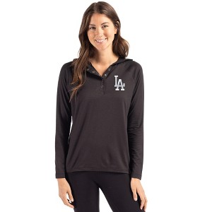Los Angeles Dodgers Cutter & Buck Coastline Epic Comfort Recycled Womens Hooded Shirt - 1 of 1