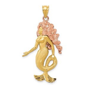 Black Bow Jewelry 14k Yellow and Rose Gold, Two Tone Large Mermaid Pendant - 1 of 4