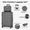 Famistar 11 Piece Hardside Luggage Suitcase Set with 360° Double Spinner Wheels (14/20/24/28 inch) Black - 2 of 4