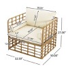 Rattan Garden Boho Accent Arm Chair with Beige Cushion,Open Weave Design Patio Backyard Club Chair with Iron Frame for Living Room-Coolbibila - 4 of 4