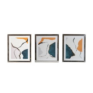 Set of 3 Modern Abstract Framed Under Glass Wall Arts - A&B Home: Vertical Mixed Media, Includes Mounting Hardware - 1 of 4