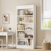 Bookcase w/Display Rack & Fluted Design, 5 Tier Farmhouse Bookshelf with Wood Base, Wood Bookshelf Rustic Vintage Book Shelf for Office Library - 4 of 4