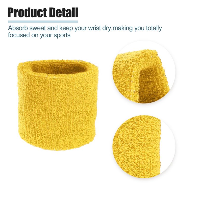 Unique Bargains Wrist Sweat bands Wristbands for Sport Absorbing Cotton Terry Cloth 3.15" 1 Pair, 3 of 7