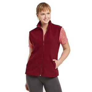 Sofra Women's Polar Fleece Full Zip Up Sweater Vest - 1 of 4