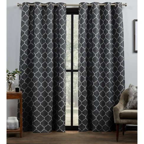 Curtain Panel, Black And White Trellis Shower Curtain
