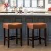 CAVINAS Faux Leather Bar Stools Set of 2,Counter Stools with Footrest,Kitchen Chair for Kitchen Island - 2 of 4