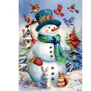Briarwood Lane Winter House Flag 40x28 For Outdoor Snowman and Birds For Winter House Flag - 1 of 4