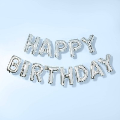 "Happy Birthday" Foil Balloon Silver - Spritz™