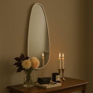 TEHOME Chrome Asymmetrical Bathroom Mirror Irregular Shaped Wall Mirror - 1 of 4