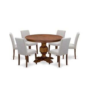 HomeStock 7-Piece Natural Oak Finish Solid Wood Top Dining Table with 6 Parson Chairs - 1 of 4