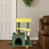 Gulches Green Yellow 27 inch Cat Tree Small Cats Condo Sisal Post Board Plush Top Perch Hanging Ball 11 lbs Tower Furniture - 3 of 4