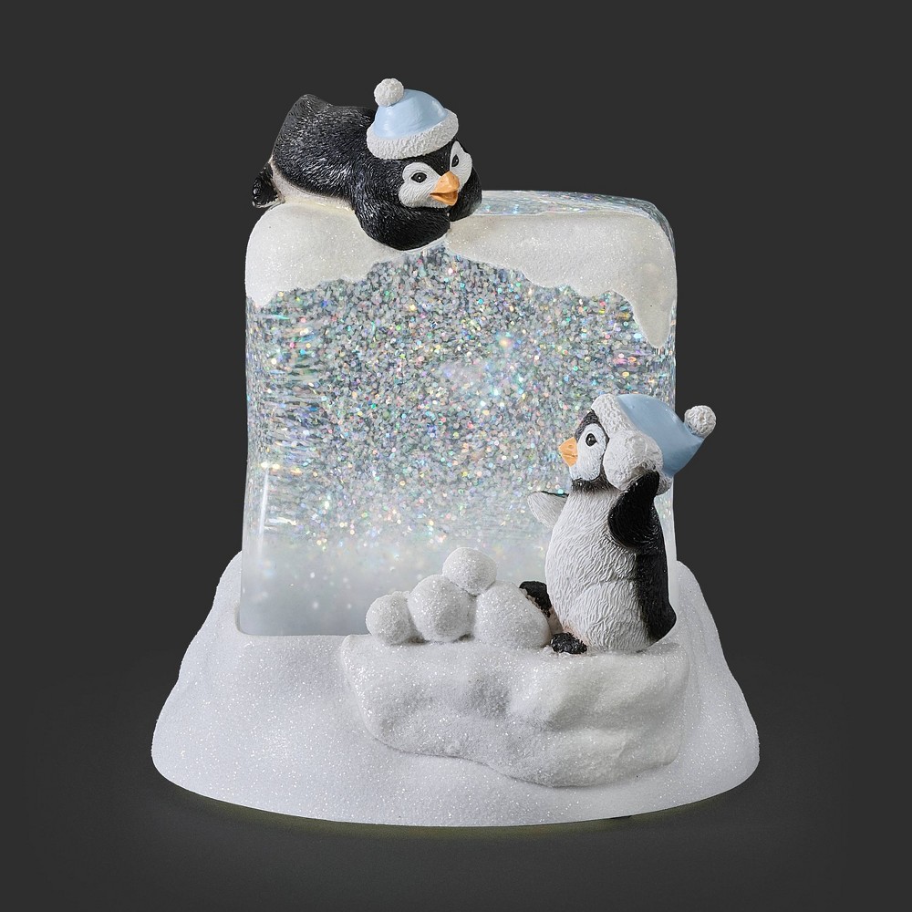 Photos - Other Decoration Roman 7" Lighted Swirl Penguins on Cube 