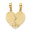 Black Bow Jewelry 14k Yellow Gold I Love You Heart Set of 2 Charm or Pendants, 17mm - 3 of 4