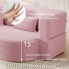 MYINDA Modern Floor Sofa,Convertible Teddy Fabric  Sleeper Sofa Bed,15" Full Size Folding Mattress for Living Room,Guest Bed - 4 of 4