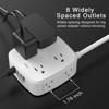 Itopfox 6 Ft Surge Protector Power Strip with 8 Outlets & 4 USB Ports, 3 Side Outlet Extender, Flat Plug, Wall Mount, Desk USB Charging Station White - 3 of 4