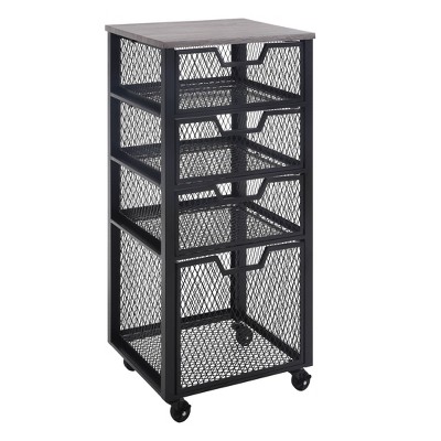 4 Drawer Jarrett Rolling Cart Black - OSP Home Furnishings