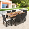 Costway 7PCS Patio Wicker Dining Set Cushion Acacia Wood Armrests Table with Umbrella Hole - 3 of 4