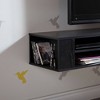 HomeStock 66" Wide Wall Mounted Media Console with Shelves,Black Oak - 3 of 4