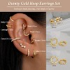 Small Sterling Silver Huggie Hoop Earrings Set for Women, 14K Gold Plated Hoops Stacks for Multiple Piercings - 4 of 4