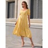 Coolmee Maternity Dress Summer Ruffle Short Sleeve V Neck Smocked Midi Dress Baby Shower Photoshoot - 2 of 4