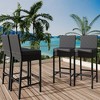 Patio Wicker Barstools With Cushions, Outdoor Wicker Bar Stools Set of 2, Outdoor Rattan Bar Height Stool Set Armless for Backyard, Poolside - 2 of 4