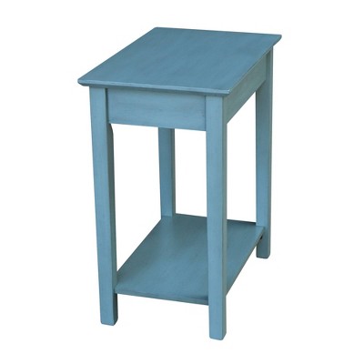Ocean Blue Traditional Elegant Solid Parawood End Table with Storage