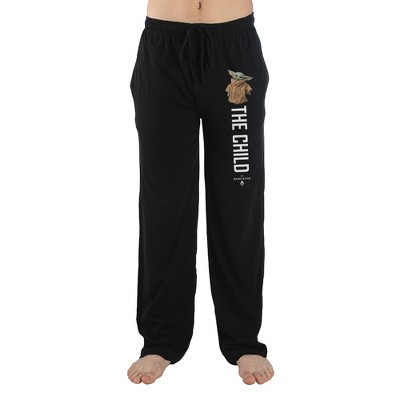 Mens Black Mandalorian Baby Yoda The Child Sleep Pajama Pants : Target