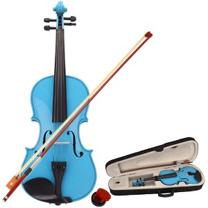 TopComfy 4/4 Acoustic Violin Set with Case Bow Rosin for Kids Adults Beginner Learning and Advancing Violin Students, Blue, 31.5"*9.84"*4.92" - 1 of 4