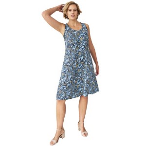 ellos Women's Plus Size Knit Fit And Flare Knit Dress - 1 of 3