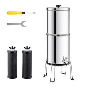 VEVOR Gravity-fed Water Filter System, 2.25G 304 Stainless-Steel Countertop Water Filtration System, Reduces Lead and up to 99% of Chlorine - 1 of 4