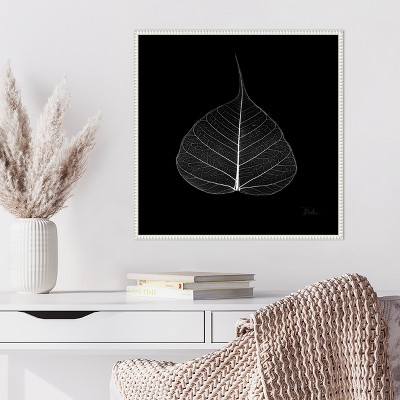 Amanti Art Minimalist Leaf on Black I by Patricia Pinto Canvas Wall Art Print Framed 22 x 22-in.