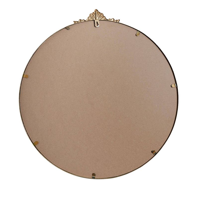 23&#34; x 23&#34; Antique Round Ornate Metal Accent Wall Mirror Brass - Head West, 6 of 7