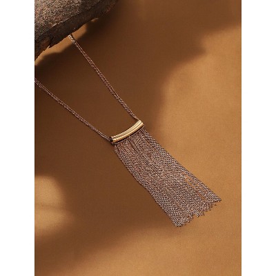 SOHI Women's California Gold The Hanging Chain Bar Lariat Necklace