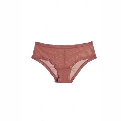 Women's Mesh Lace Trim Hipster Panty - Blush Lingerie
