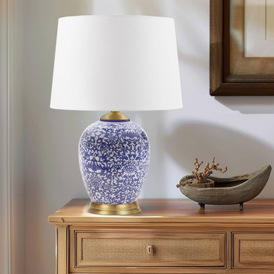 Hampton Hill 15"x22.5" Mystique Blue Ceramic Ginger Jar Artistic (Includes LED Light Bulb) Table Lamp: Modern Design, UL Listed
