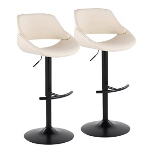 LumiSource Set of 2 Fabrico Adjustable Barstools PU - 1 of 4