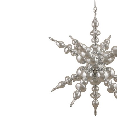 Shiny Silver 3D Sunburst Snowflake Shatterproof Ornament
