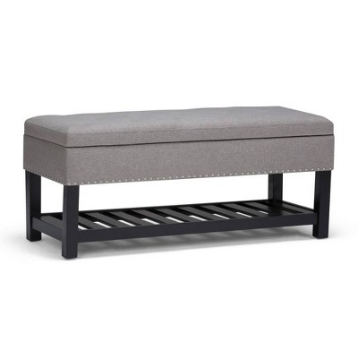 WyndenHall 44" Riley Transitional Rectangle Storage Ottoman Bench Dove Gray Linen