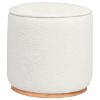 NicBex Round Ottoman Faux Sheepskin Upholstered Foot Stool, Metal Base with Stylish Wood Grain Look for Living Room, Entryway - 2 of 4
