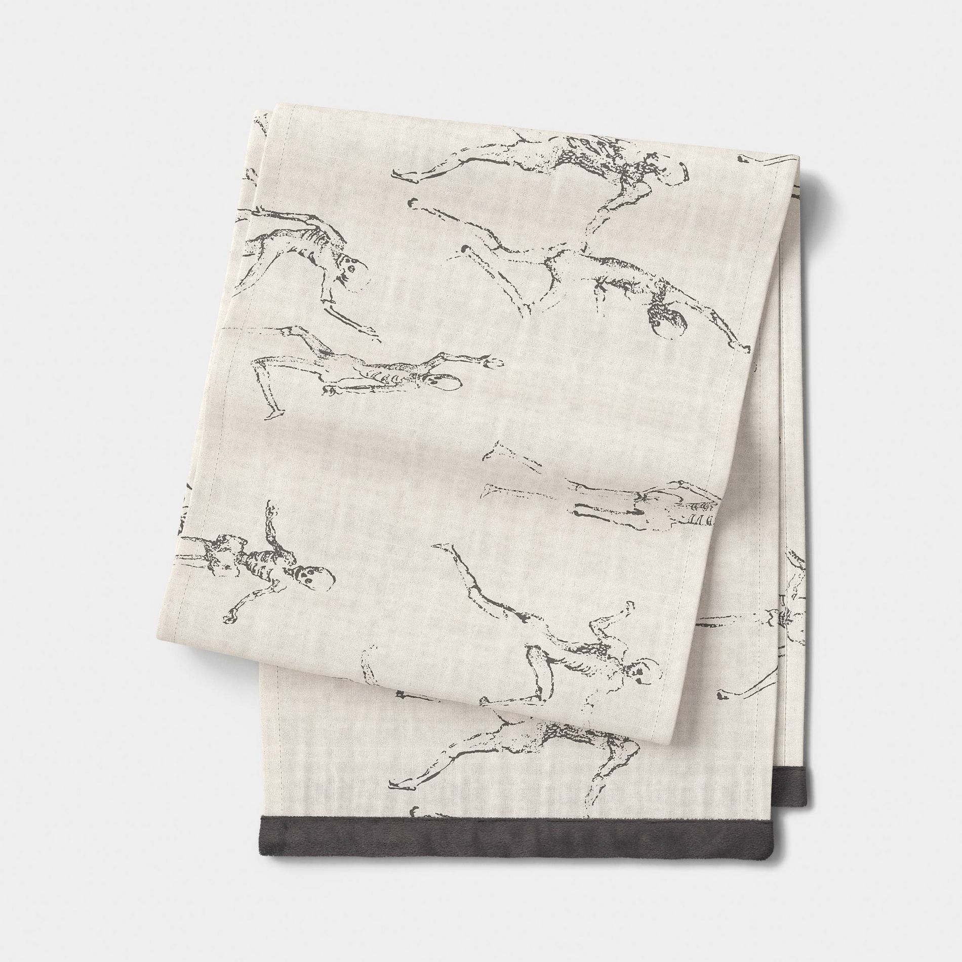 72"x14" Halloween Skeletons Table Runner Cream - Threshold™"